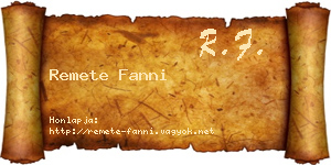 Remete Fanni névjegykártya